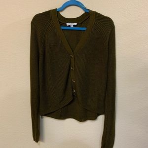 Cloud Chaser Olive Green Crop Sweater